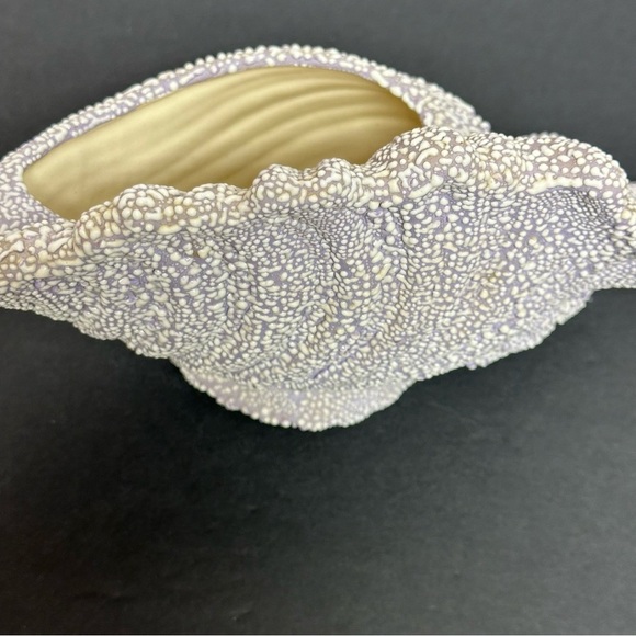 Conch Shell Shaped White Purple Ceramic Decor Cobblestone Pebble Glaze - Picture 8 of 16